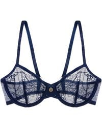 Tallulah Love - Urban Light Sheer Lace Underwired Bra Midnight - Lyst