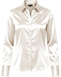 Madison / Savile - Ivory Haven Fitted Satin Shirt - Lyst