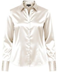 Madison / Savile - Ivory Haven Fitted Satin Shirt - Lyst