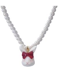 H2 Studio - Grumpy Bunny Ruby Bow Tie Freshwater Pearl Necklace - Lyst