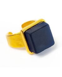 Smart Glass Jewelry - Recycled Glass Cube Ring Cobalt - Lyst