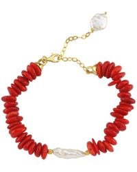 LINYA JEWELLERY - Amorphous Baroque Pearl Coral Bracelet - Lyst