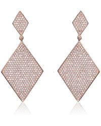 Genevive Jewelry - Sterling Silver Rose Gold Plated Cubic Zirconia Pave Drop Earrings - Lyst