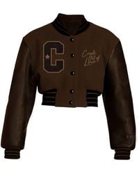 COOL Creative - Chocolate Cropped Letterman Jacket - Lyst