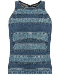 Nocturne - Halter Neck Denim Blouse - Lyst