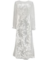 Carol Coelho - Star Embroidered Off Sheer Tulle Long Gown - Lyst