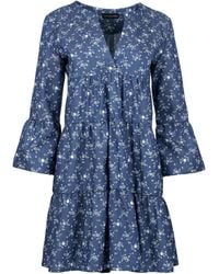 Conquista - Floral A Line Dress With Bell Sleeves - Lyst