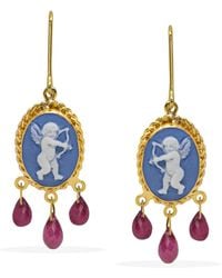 Vintouch Italy - Cupido Sky Cameo And Garnet Earrings - Lyst