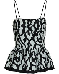 2KStyle - Kate Animal Print Jacquard Peplum Top - Lyst