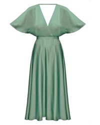 UNDRESS - Sonya Sage Midi Cocktail Dress With Butterfly Sleeves - Lyst