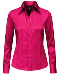 Madison / Savile - Wild Aster Regent Pleated Satin French Cuff Shirt - Lyst