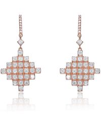 Genevive Jewelry - Sterling Silver Rose Gold Plated Pave Drop Earrings - Lyst