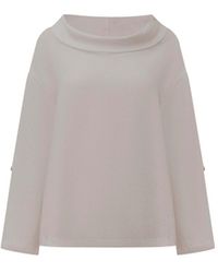 James Lakeland - Neutrals Cowl Neck Linen Taupe Top - Lyst