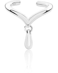Lucy Quartermaine - Solid Sterling Ear Cuff With Drop - Lyst