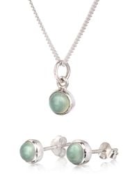 The Jewellery Store London - March Birthstone Jewellery Set With Aqua Chalcedony - Lyst