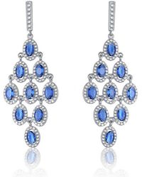 Genevive Jewelry - Sterling Silver Sapphire Cubic Zirconia Chandelier Earrings - Lyst