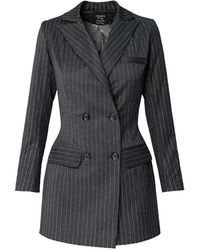 AVENUE No.29 - Double Breasted Striped Wool Blazer - Lyst