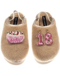 Laines London - Neutrals Flatform Cloud Closed Toe Slippers With 18Th Birthday & Cake Brooches - Lyst