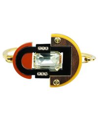 Gissa Bicalho - Handmade Acrylic Bracelet Deco Mirror Rectangular Stone Mustard - Lyst
