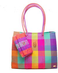 Lolas Bag - Travel Square Colorful Tote Bag With Clutch - Lyst