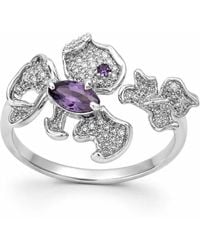 Angel Barocco - Floral Zircon Sterling Ring - Lyst