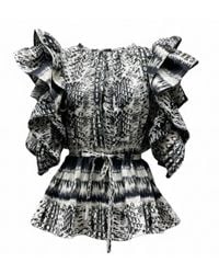 Imaatu - Butterfly Sculptural Ruffle Sleeve Peplum Blouse - Lyst