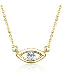 Genevive Jewelry - Rachel Glauber Plated With Cubic Zirconia Evil Eye Pendant Necklace - Lyst