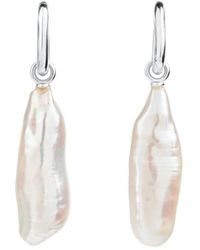 Ora Pearls - Aetia Long Baroque Pearl Hoop Earrings - Lyst