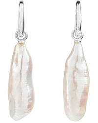Ora Pearls - Aetia Long Baroque Pearl Hoop Earrings - Lyst