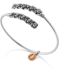 Unaloe - Sterling Open Cuff Bracelet With Roses – Contrary Handmade Italian Jewelry - Lyst