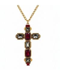 Vstyle - Ruby & Smoky Crystal Statement Cross Necklace - Lyst