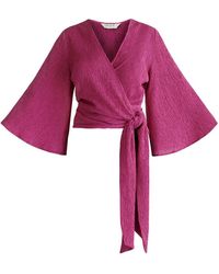 Paisie - Textured Wrap Kimono Blouse In Pink - Lyst