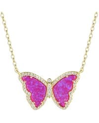 KAMARIA - Opal Butterfly Necklace With Crystals - Lyst