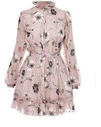 AVENUE No.29 - Floral Print Silk Mini Dress - Lyst