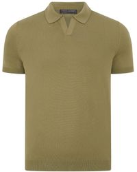 Paul James Knitwear - Neutrals Ultra Fine Cotton Nathan Buttonless Polo Shirt - Lyst