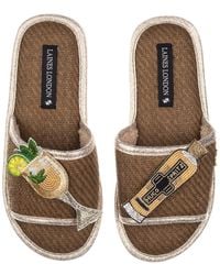 Laines London - Neutrals Straw Braided Sandals With Hugo Spritz Brooches - Lyst