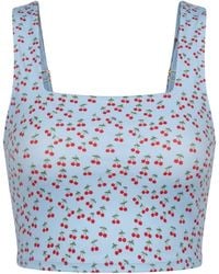 Lime Ricki Swimwear - Cherries Square Neck Crop Top - Lyst