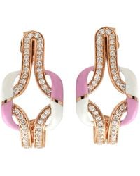 Artisan - Rose Diamond And & Enamel Hoop Earrings - Lyst