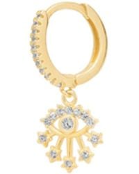 Spero London - Fine 14Ct Solid Evil Eye Drop Single Earring - Lyst