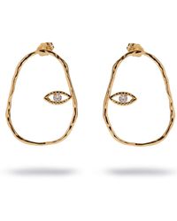 Ebru Jewelry - Protective Halo Evil Eye & Diamond Hoop Earrings - Lyst