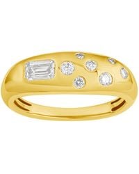 Artisan - 14K Emerald Cut & Round Diamond Flush Set Ring - Lyst