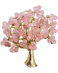 Farra - Rose Quartz Tree Hand Crafted Brooch - Lyst