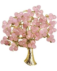 Farra - Rose Quartz Tree Hand Crafted Brooch - Lyst