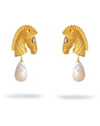Ebru Jewelry - Majestic Horse & Baroque Pearl Statement Earrings - Lyst