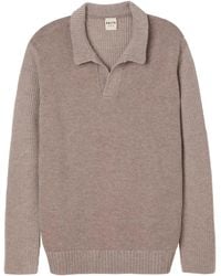 Salts Cashmere - Neutrals Polo Sweater With Fishermens Rib Detailing - Lyst