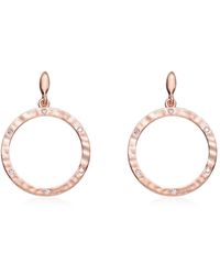 Genevive Jewelry - Sterling Silver Rose Gold Plated Cubic Zirconia Brushed Circle Earrings - Lyst