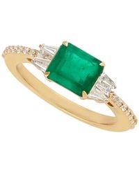 Artisan - Natural Emerald 18k Yellow Gold Baguette Diamond Ring - Lyst