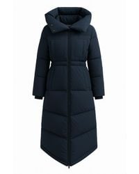 BEIRA - Alexis Longline Padded Puffa Coat With Cowl Hood Dark - Lyst