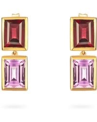 Augustine Jewels - Rhodolite And Amethyst Two Drop Earrings - Lyst