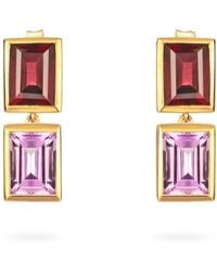 Augustine Jewels - Rhodolite And Amethyst Two Drop Earrings - Lyst